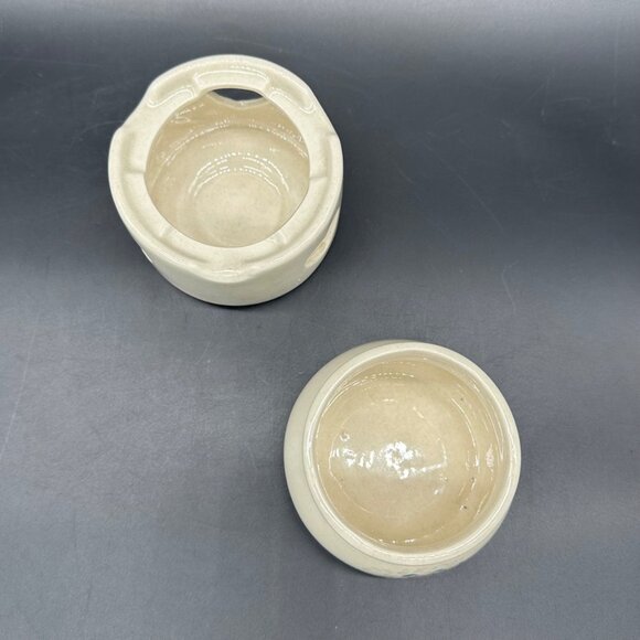 Vintage Potpourri Wax Warmer Heart Cutouts Blue Bow Goose 1980s Ceramic Cottage - Picture 6 of 11